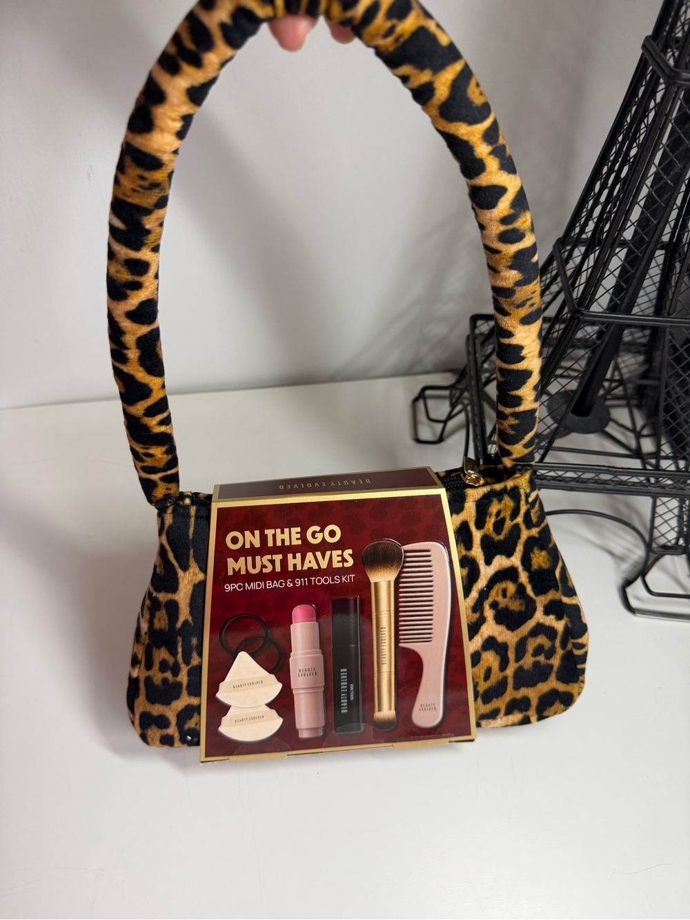Leopard Print Midi Handbag with On The Go Must Haves Kit